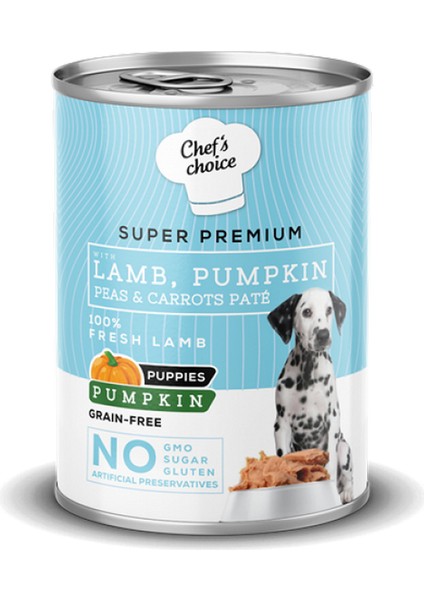 Sepetim Chefs Choice 400 gr x 12 Adet Yavru Köpekler Için, Tahılsız, Hipoalerjenik, Kuzu Etli, Balkabaklı, Bezelyeli ve Havuçlu Ezme