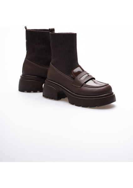 Kadın Çorap Bot Triko Kahve Boska