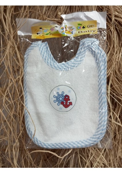 3’lü Bebek Mama Önlüğü Seti – Mavi Kenarlı Denizci Çapa Desenli fiyatları