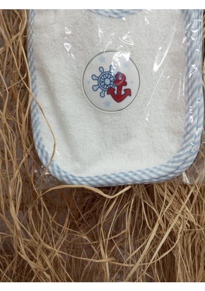 3’lü Bebek Mama Önlüğü Seti – Mavi Kenarlı Denizci Çapa Desenli modelleri