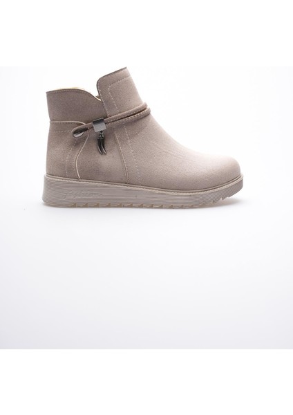 Kadın Süet Bot Fermuarlı Platin Detaylı Vizon Solvia modelleri