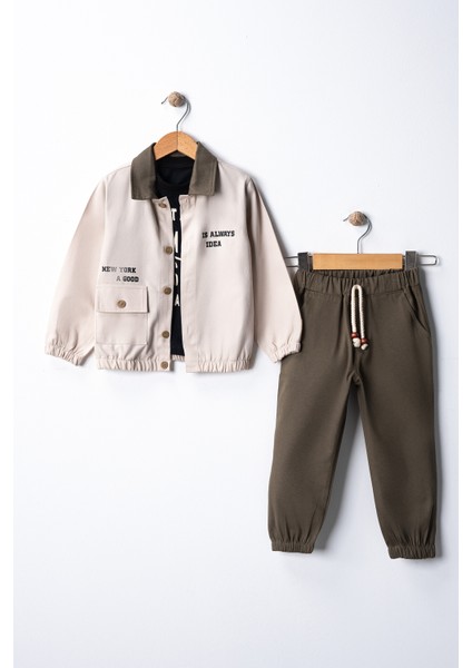 Erkek Çocuk Gabardin Ceket ve Jogger Pantolon 3'lü Takım Elbise fiyatları