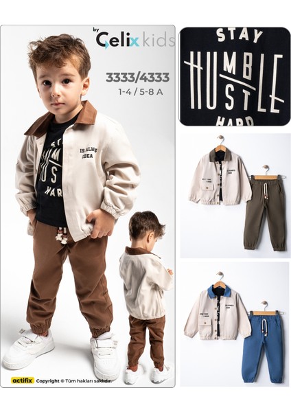 Erkek Çocuk Gabardin Ceket ve Jogger Pantolon 3'lü Takım Elbise fırsatları