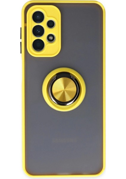 Samsung Galaxy A23 4g Kılıf Montreal Yüzüklü Silikon Kapak - Sarı