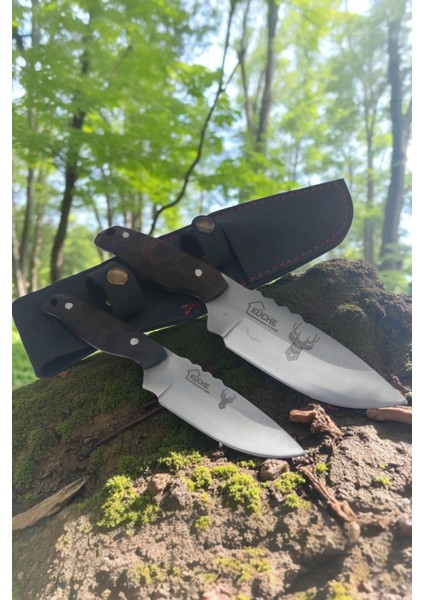 Çakı Babalı Oğullu Ikili Çakı Oymalı Sap El Yapımı Outdoor Çakı