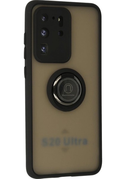 Samsung Galaxy S20 Ultra Kılıf Montreal Yüzüklü Silikon Kapak - Siyah fiyatları