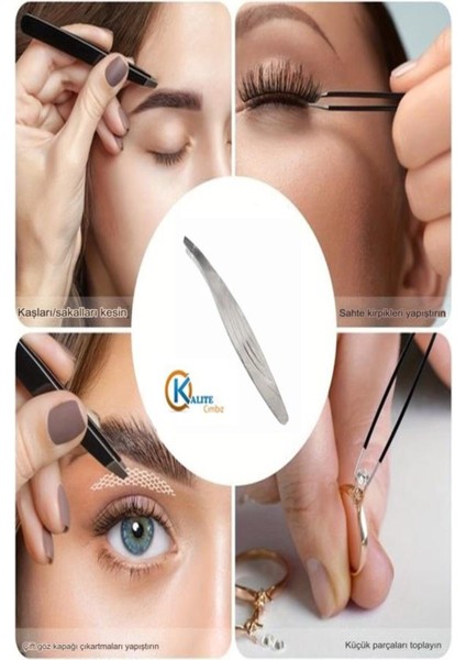 Kavisli ve Eğik Uçlu Paslanmaz Çelik Cımbız, Hassas Tüy ve Kıl Alma Için Ideal