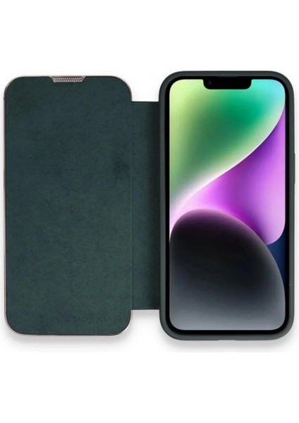 iPhone 13 Pro Max Kılıf Dolpin Kapaklı - Koyu Yeşil