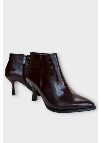 Topuklu Fermuarlı Kadın Bot (8 Cm) Kahverengi fiyatları