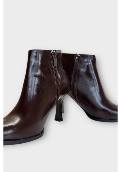 Topuklu Fermuarlı Kadın Bot (8 Cm) Kahverengi modelleri