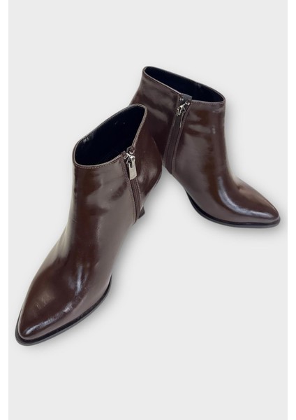 Topuklu Fermuarlı Kadın Bot (8 Cm) Kahverengi fırsatları