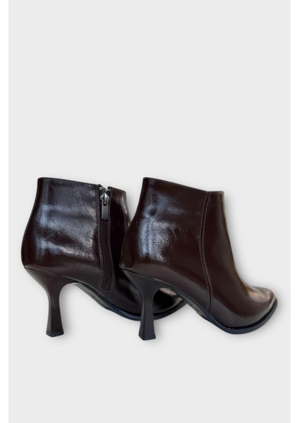 Topuklu Fermuarlı Kadın Bot (8 Cm) Kahverengi indirimleri