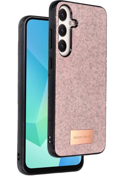 Sepetim Onegif Samsung Galaxy A56 Bright Simli Kapak - Pembe