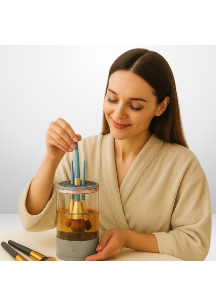 Kendi Markanız® USB Şarjlı Makyaj Fırçası Temizleyici Aparat Hızlı Kurutmalı, Çok Yönlü Fırça Temizleyici fiyatları