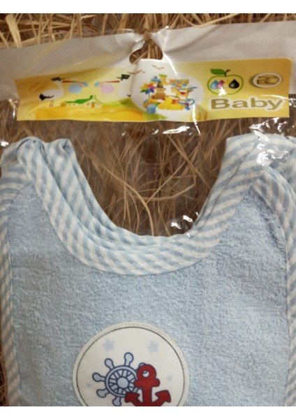 3’lü Bebek Mama Önlüğü Seti – Mavi Renkli, Denizci Temalı (Çapa ve Dümen Desenli), Pamuklu Kumaş fiyatları