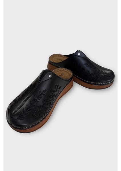 Önü Kapalı Kışlık Ortopedik Günlük Kadın Terlik Siyah - Taba modelleri