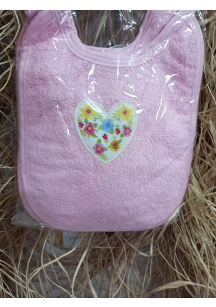 3'lü Çiçek Desenli Kalp Nakışlı Pembe Mama Önlüğü Seti fiyatları