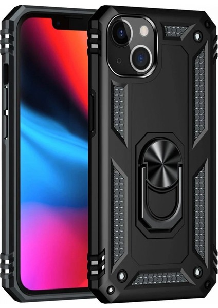 iPhone 13 Kılıf Sofya Yüzüklü Silikon Kapak - Siyah