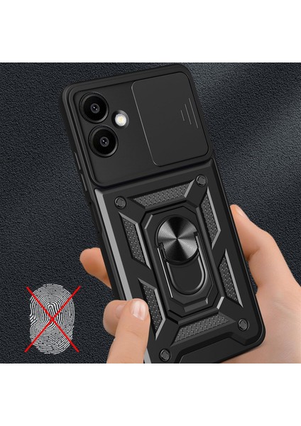 Samsung Galaxy A07 Kılıf Kamera Korumalı Sürgülü Yüzüklü Armor Military Zırh Tank Kapak + 1 Adet 9h Ekran Koruyucu Cam Set indirimleri