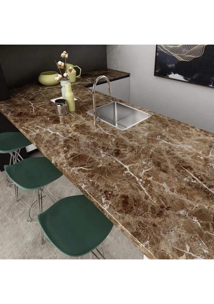 Mermer Desenli Masa Tezgah Mutfak Su Geçirmez Yapışkanlı Folyo Sticker Kahverengi 5x0,6m fiyatları