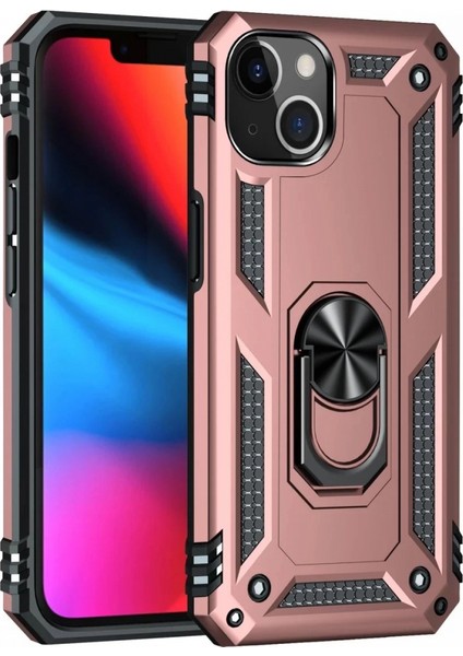 iPhone 13 Kılıf Sofya Yüzüklü Silikon Kapak - Rose