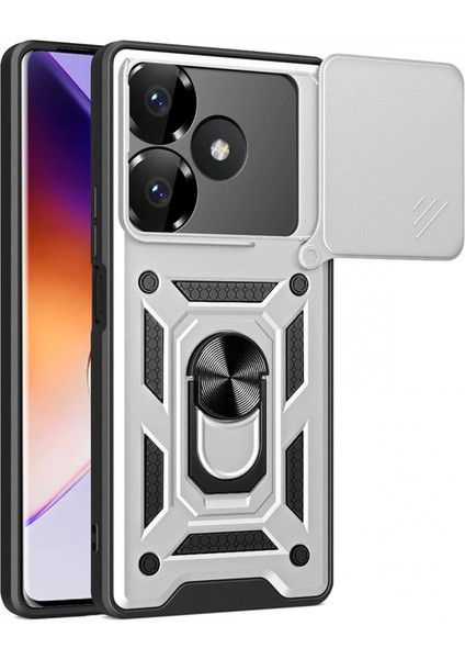 Xiaomi Redmi 13 4g Kılıf Pars Lens Yüzüklü Silikon - Gümüş