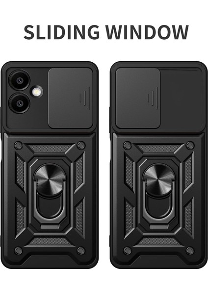 Samsung Galaxy A07 Kılıf Kamera Korumalı Sürgülü Yüzüklü Armor Military Zırh Tank Kapak + 1 Adet 9h Ekran Koruyucu Cam Set fiyatları