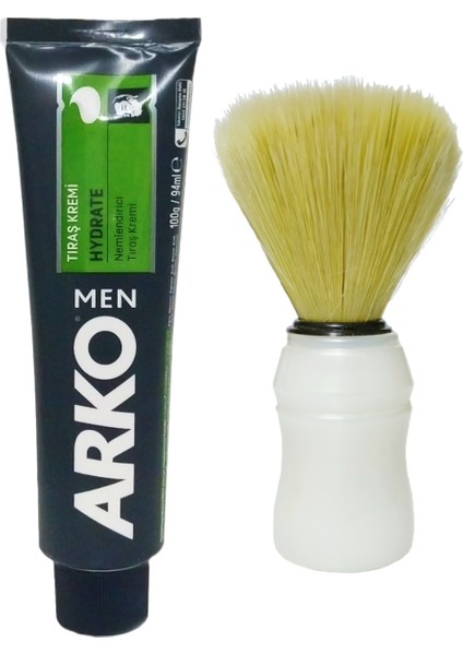 Yumuşak Tıraş Kremi ve Fırça Seti 100 gr Beyaz Plastik Sap