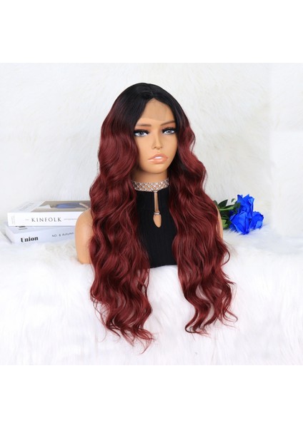 Siyah Koyu Kızıl Ombreli Dalgalı Tül Peruk fiyatları