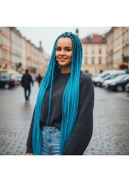 Afrika Örgüsü ve Rasta Için Sentetik Saç - Turkuaz