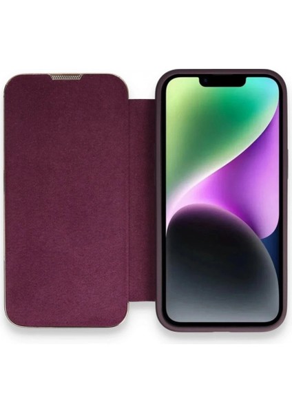 iPhone 14 Pro Kılıf Dolpin Kapaklı - Derin Mor