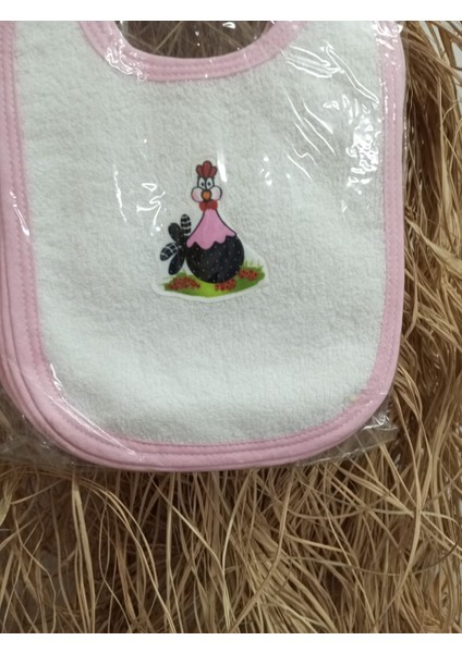 3’lü Pembe Sevimli Tavuk Desenli Pamuklu Bebek Mama Önlüğü Seti modelleri