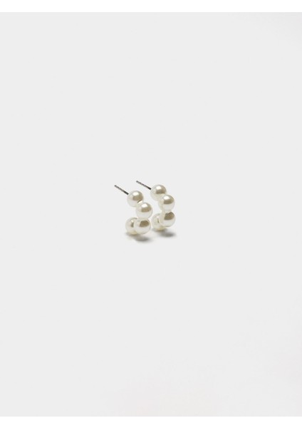 Inci Görünümlü Açık Halka Küpe