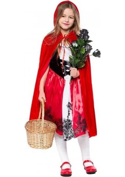 Kırmızı Başlıklı Kız Şapkalı Pelerin 90 cm