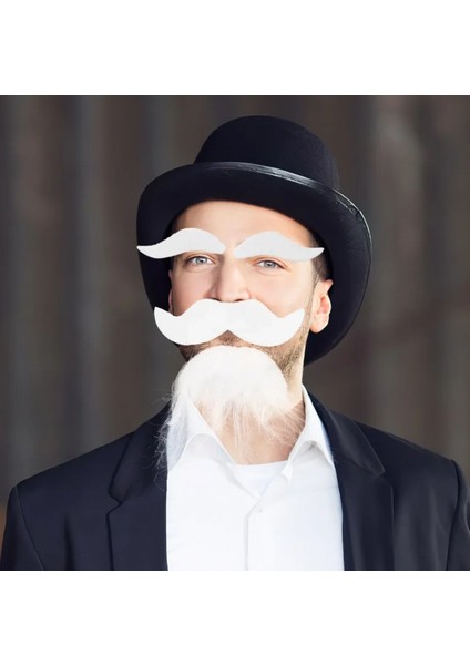 Beyaz Renk Kendinden Yapışkanlı Takma Sakal Bıyık ve Kaş Seti fiyatları