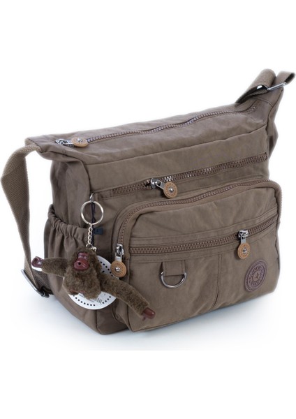 Krinkıl / Klinkır Su Geçirmez Kumaş Çok Gözlü Çapraz Kol ve Omuz Postacı Çantası Vizon 9507 fiyatları