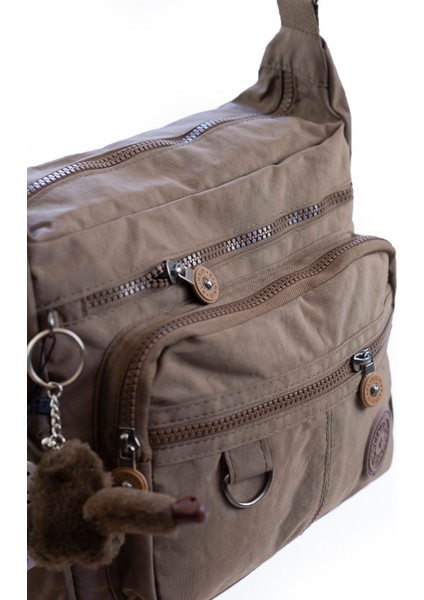 Krinkıl / Klinkır Su Geçirmez Kumaş Çok Gözlü Çapraz Kol ve Omuz Postacı Çantası Vizon 9507 fırsatları