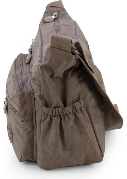 Krinkıl / Klinkır Su Geçirmez Kumaş Çok Gözlü Çapraz Kol ve Omuz Postacı Çantası Vizon 9507 indirimleri