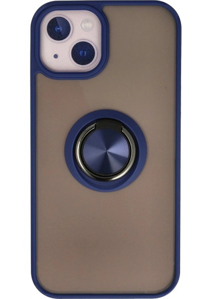 iPhone 13 Kılıf Montreal Yüzüklü Silikon Kapak - Lacivert