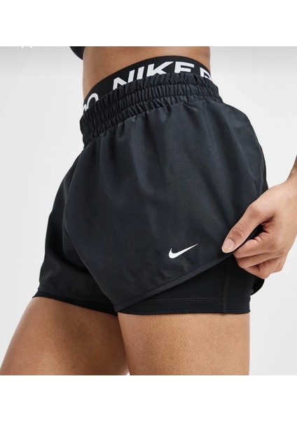 Pro Dri-Fit 2-In-1 Training Yüksek Belli Siyah Kadın Şort