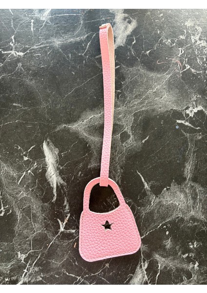 - Toz Pembe Çanta Model-Toz Pembe Flotter Hakiki Deri Çanta Süsü ,bag Charm