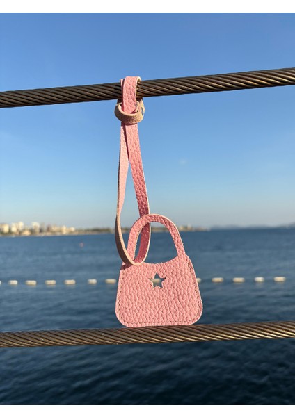 - Toz Pembe Çanta Model-Toz Pembe Flotter Hakiki Deri Çanta Süsü ,bag Charm