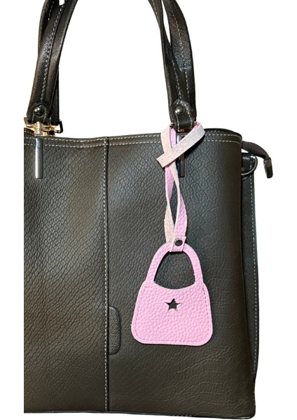 - Toz Pembe Çanta Model-Toz Pembe Flotter Hakiki Deri Çanta Süsü ,bag Charm
