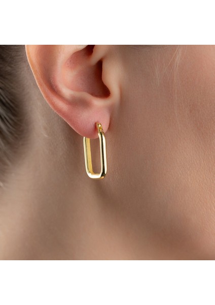 925 Ayar Gümüş Bombeli Dikdörtgen Küpe