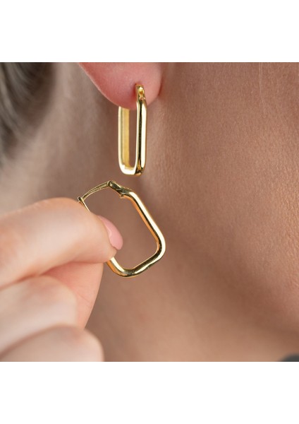 925 Ayar Gümüş Bombeli Dikdörtgen Küpe modelleri