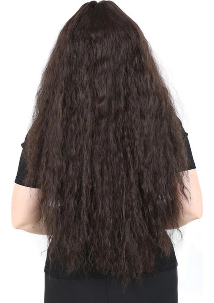 Uzun Perçemli Kabarık Dalgalı Fiber Sentetik Peruk - Kahverengi fırsatları