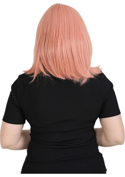 Küt Kahküllü Fiber Sentetik Peruk - Gül Kurusu fırsatları