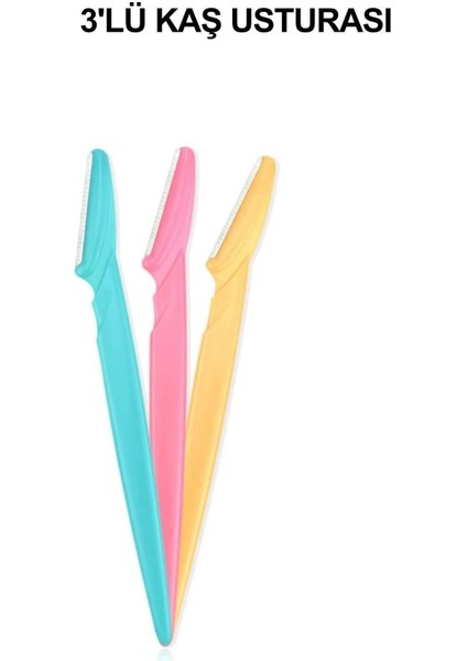 3’lü Kaş ve Yüz Usturası Seti, Tüy Alma ve Şekillendirme Için Pratik Bıçak