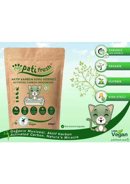 Doğal Aktif Karbon Kedi Kumu Koku Giderici 100 gr modelleri