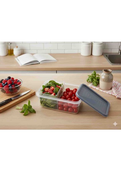 Çift Bölmeli Saklama Kabı (Iç Bölmeler 2X200ML)